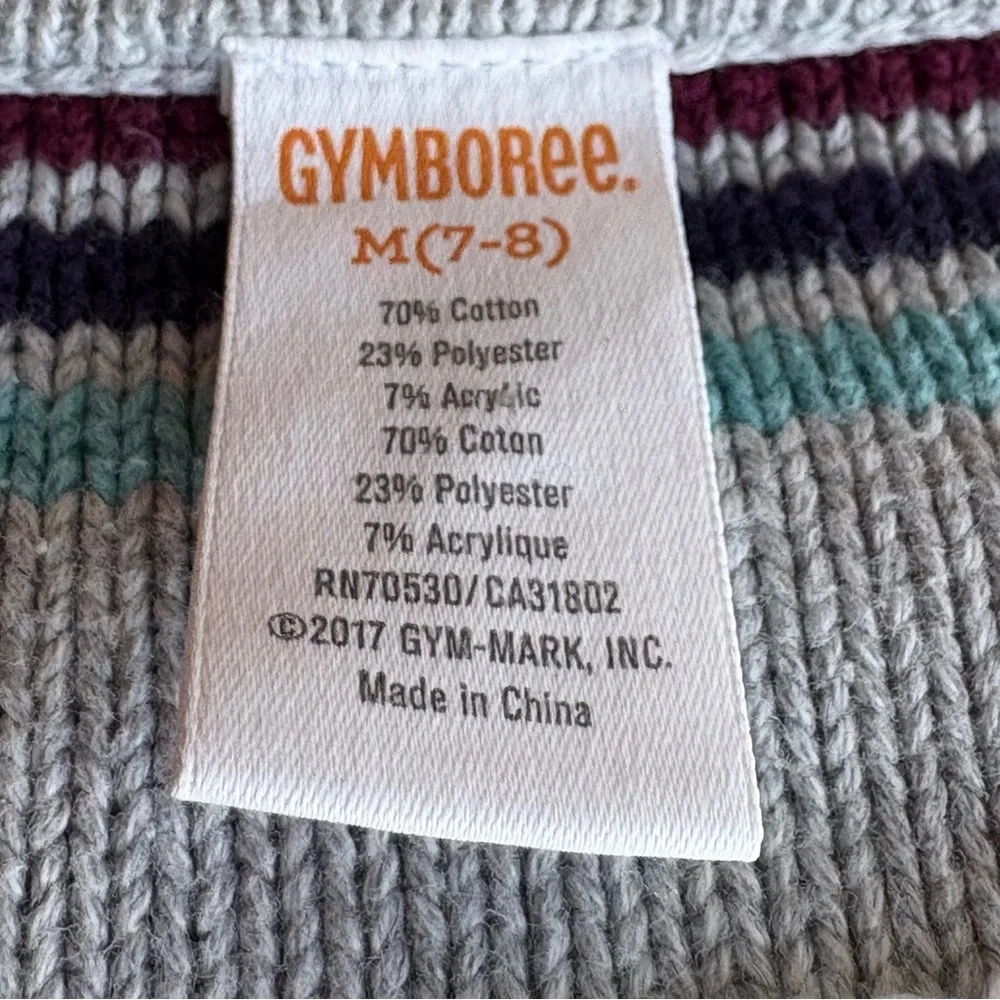 Gymboree Gray Striped Open Cardigan Sweater‎ Pink Teal M (7-8)